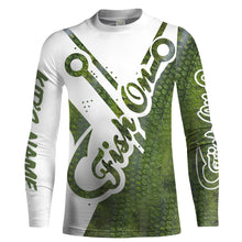 Load image into Gallery viewer, Fish on green fish hook Bass fishing Customize Name long sleeves fishing shirts NQS1922