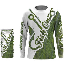 Load image into Gallery viewer, Fish on green fish hook Bass fishing Customize Name long sleeves fishing shirts NQS1922