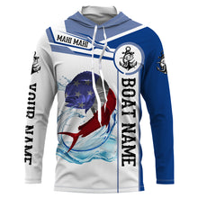 Load image into Gallery viewer, Mahi mahi Dorado Fishing American Flag Custom name and boat name performance Long Sleeve Fishing Shirts, Patriotic Fishing gifts NQS2331