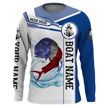 Load image into Gallery viewer, Mahi mahi Dorado Fishing American Flag Custom name and boat name performance Long Sleeve Fishing Shirts, Patriotic Fishing gifts NQS2331