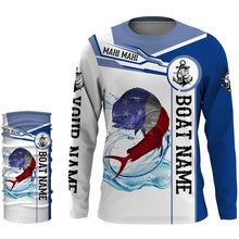 Load image into Gallery viewer, Mahi mahi Dorado Fishing American Flag Custom name and boat name performance Long Sleeve Fishing Shirts, Patriotic Fishing gifts NQS2331