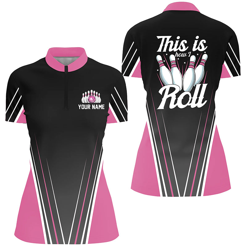 Custom bowling shirt for women – personalized team jersey front view