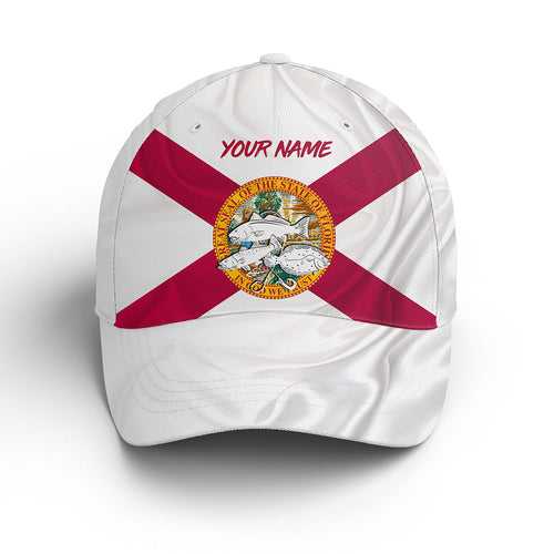 Florida Fishing 3D Florida Flag redfish, trout, flounder Custom fishing hat Fishing Baseball Angler hat NQS1768