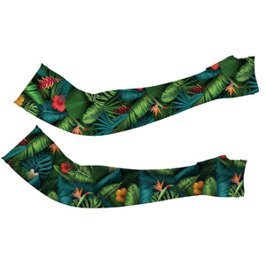 Golf Arm Sleeves long fingerless gloves with tropical summer leaves background NQS3714