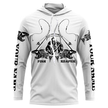 Load image into Gallery viewer, Personalized Fish reaper Fishing jerseys, fish skull Long Sleeve Fishing tournament shirts | White NQS3718