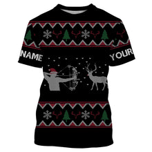 Load image into Gallery viewer, Funny Ugly Sweater pattern Bow Hunter Deer Hunting Customized name All over print Shirts, christmas shirt ideas for hunter - NQS2469