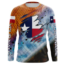 Load image into Gallery viewer, Texas slam redfish trout flounder scales Texas flag Custom patriotic fishing long sleeve shirts NQS6813