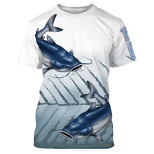 Load image into Gallery viewer, Blue Catfish Fishing Customize Name 3D All Over Printed Shirts For Adult And Kid Personalized Fishing Gift NQS270