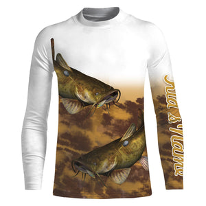 Flathead Catfish Fishing Customize Name 3D All Over Printed Shirts For Adult And Kid Personalized Fishing Gift NQS271