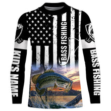 Load image into Gallery viewer, Largemouth Bass Fishing 3D American Flag Patriotic 4th July Customize name All over print shirts NQS437