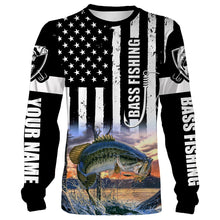 Load image into Gallery viewer, Largemouth Bass Fishing 3D American Flag Patriotic 4th July Customize name All over print shirts NQS437