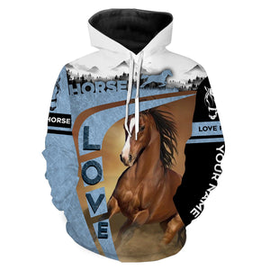 Love Horse Quater Horse Customize Name 3D All Over Printed Shirts Personalized gift For Horse Lovers NQS711
