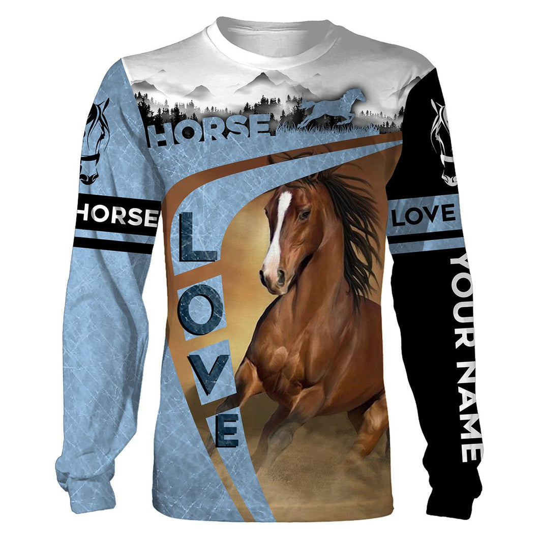 Love Horse Quater Horse Customize Name 3D All Over Printed Shirts Personalized gift For Horse Lovers NQS711