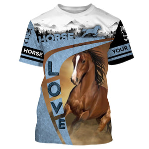 Love Horse Quater Horse Customize Name 3D All Over Printed Shirts Personalized gift For Horse Lovers NQS711