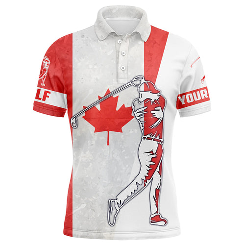 Canadian flag Mens golf polos shirts custom name patriot golf gifts, golf shirts for men NQS5204