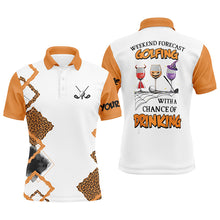 Load image into Gallery viewer, Personalized leopard Halloween mens golf polo shirts weekend forecast golfing with chance of drinking NQS6346