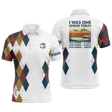 Load image into Gallery viewer, Funny Mens golf polos shirts custom name I was one under today, one under a tree, bush and water NQS4524