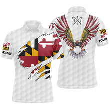 Load image into Gallery viewer, Personalized Maryland flag patriot Eagle golf white mens golf polo shirts custom golf gifts for men NQS7278