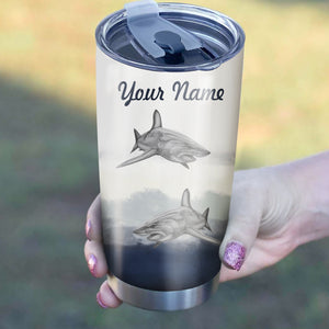 Shark Fishing Tumbler Cup Customize name Personalized Fishing gift for fisherman - NQS274