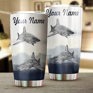 Shark Fishing Tumbler Cup Customize name Personalized Fishing gift for fisherman - NQS274