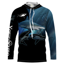 Load image into Gallery viewer, Blacktip shark Fishing Customize Name long sleeves fishing shirts, Personalized Fishing Gift NQS2092