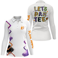 Load image into Gallery viewer, Womens golf polo shirt orange purple custom Let's par tee Halloween white golf shirts NQS6365