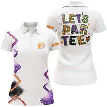 Load image into Gallery viewer, Womens golf polo shirt orange purple custom Let's par tee Halloween white golf shirts NQS6365