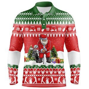 Funny ugly Christmas Mens golf polo shirts, Santa golfer christmas golf tops for men Xmas golf gifts NQS6834