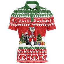 Load image into Gallery viewer, Funny ugly Christmas Mens golf polo shirts, Santa golfer christmas golf tops for men Xmas golf gifts NQS6834