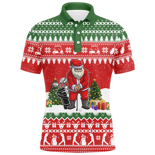 Funny ugly Christmas Mens golf polo shirts, Santa golfer christmas golf tops for men Xmas golf gifts NQS6834