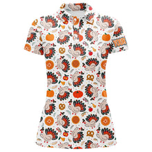 Load image into Gallery viewer, Turkey Thanksgiving pattern Womens golf polo shirts custom Thanksgiving gift best womens golf wear NQS6839