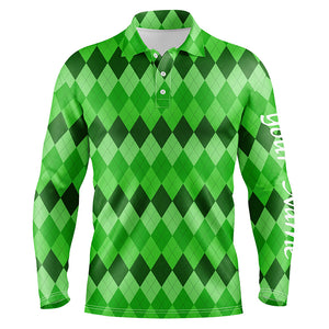 Mens golf polo shirts green argyle pattern golf shirts custom team golf polo for men St Patrick day NQS4725