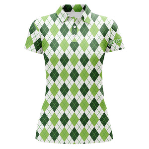 Womens golf polos shirts green argyle St Patrick's Day pattern golf shirts custom team golf polo NQS4726