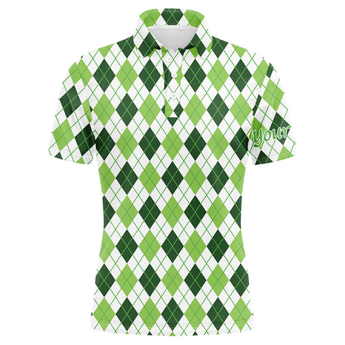 Mens golf polo shirts green argyle St Patrick's Day pattern golf shirts custom team golf polo for men NQS4726