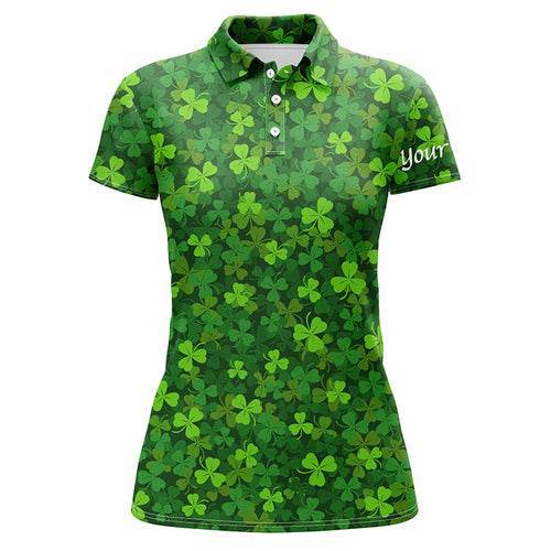 Womens golf polos shirts Green clover St Patrick pattern golf shirts custom team golf polo NQS4727