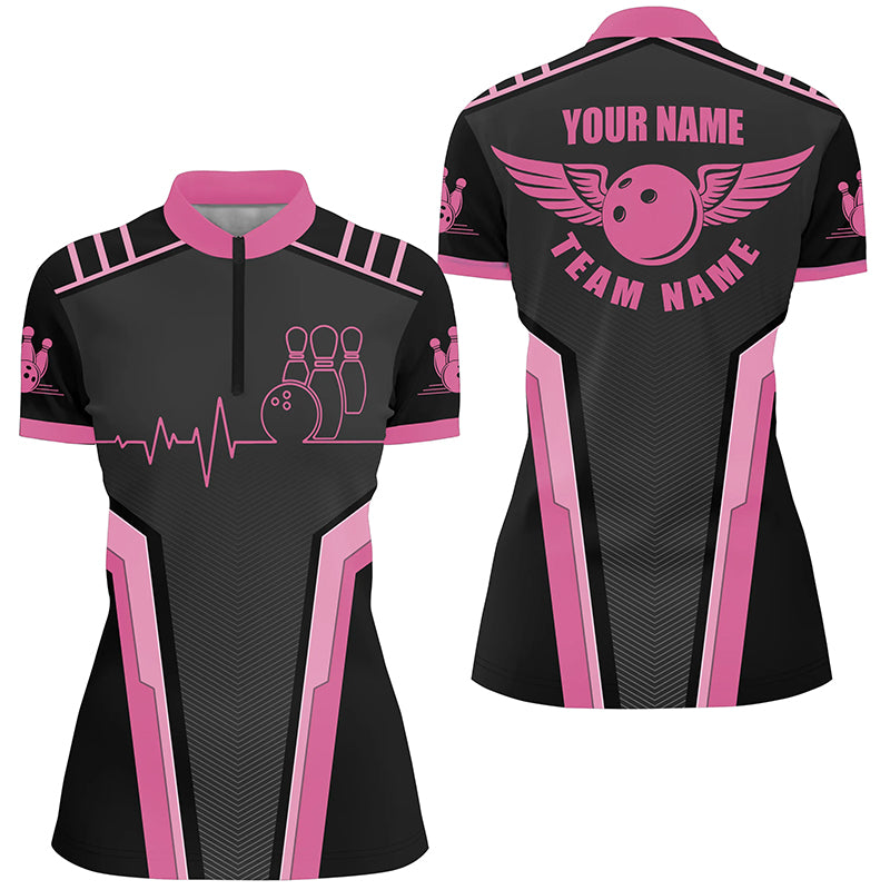 Custom bowling shirt for women – personalized team jersey front view