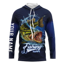 Load image into Gallery viewer, Fishing Makes Me Happy Bass Fishing 3D All Over printed Customized Name Shirts For Adult And Kid NQS287