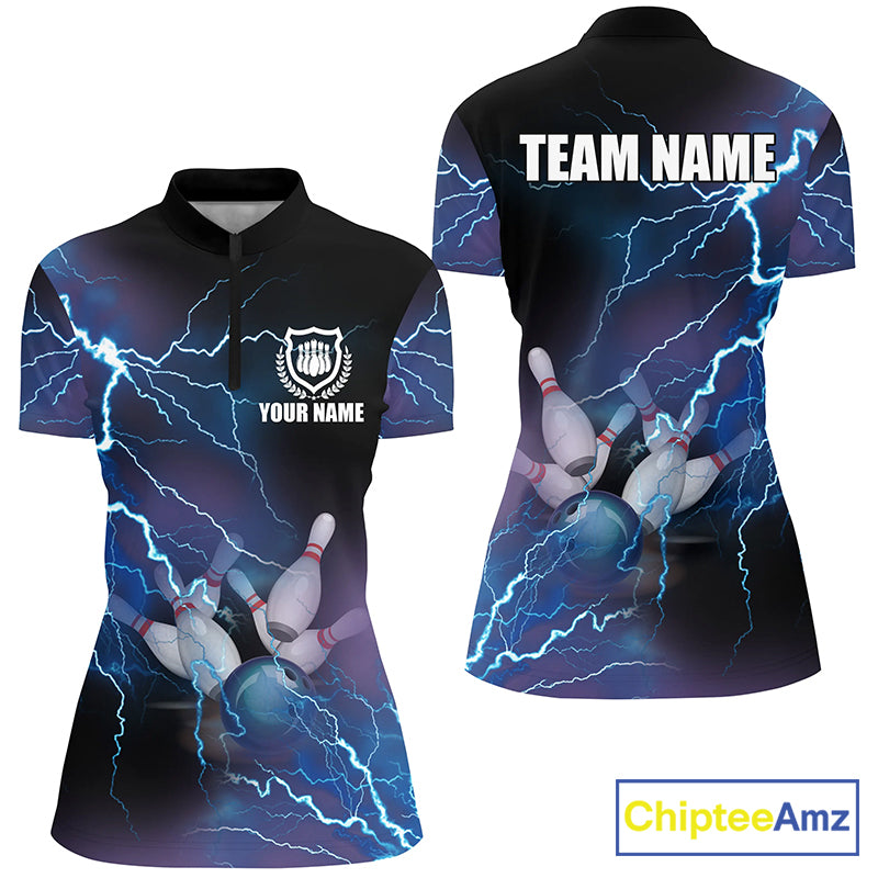 Custom bowling shirt for women – personalized team jersey front view