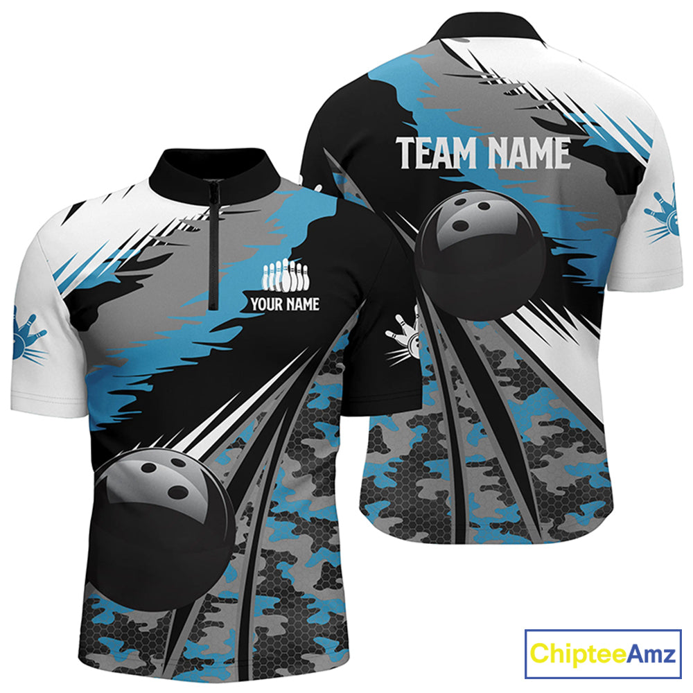 Custom bowling shirt for men – personalized team jersey front view