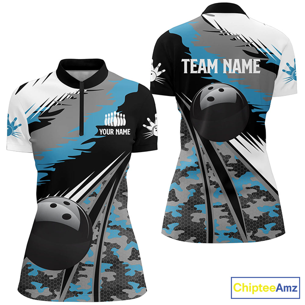 Custom bowling shirt for women – personalized team jersey front view
