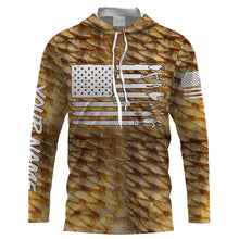 Load image into Gallery viewer, Redfish puppy drum Fishing American flag patriotic Customize Name long sleeves fishing shirts UPF 30+ NQS2220