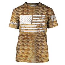 Load image into Gallery viewer, Redfish puppy drum Fishing American flag patriotic Customize Name long sleeves fishing shirts UPF 30+ NQS2220