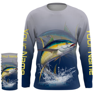 Tuna saltwater fishing personalized custom name performance long sleeve fishing shirts uv protection NQS3765