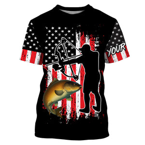 Carp hunter bow fishing American flag patriotic Custom Name fishing jersey NQS2969