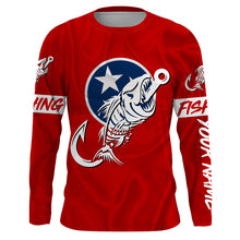 Load image into Gallery viewer, TN Fishing Custom Tennessee Flag Fish hook skull Custom sun protection fishing shirts for men, women NQS3320