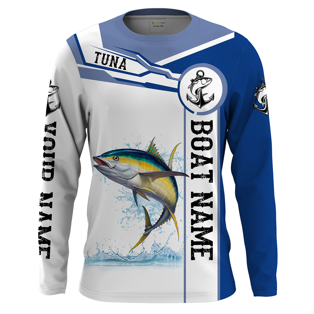 Tuna fishing UV protection Customize boat name tournament long sleeves fishing shirts NQS1972