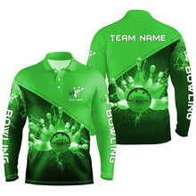 Load image into Gallery viewer, Mens polo bowling shirts Custom green lightning thunder Bowling Team Jersey, gift for team Bowlers NQS6621