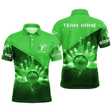 Load image into Gallery viewer, Mens polo bowling shirts Custom green lightning thunder Bowling Team Jersey, gift for team Bowlers NQS6621