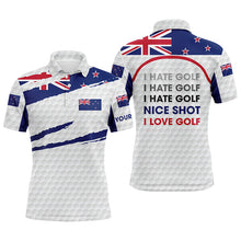 Load image into Gallery viewer, Mens golf polo shirts New Zealand flag patriot custom name I hate golf nice shot I love golf NQS4365