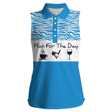 Load image into Gallery viewer, Funny Women&#39;s sleeveless golf polo shirt plan for the day coffee golf wine, golf gift for women NQS3479